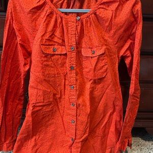 Orange Button-Up Women's Top